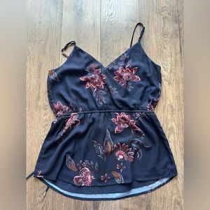 Navy Blue Floral Women’s Tank Top - Le Chateau Brand - Size Small